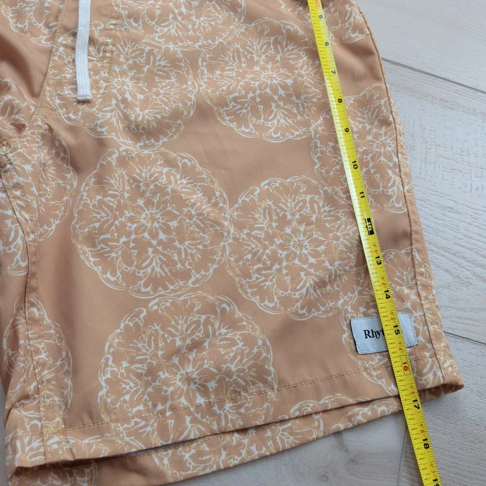 NEW Rhythm Shippo Trunk Mens 34 Board Shorts Peach Medallion Print Swim Trunks